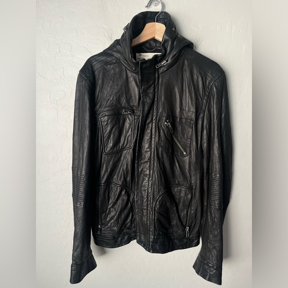 Yigal Azrouel Hooded Motorcycle Black Leather Jacket lambs leather large - Picture 4 of 16